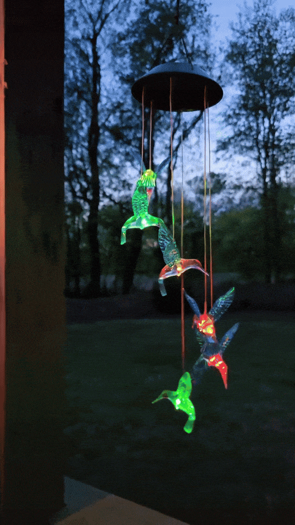 CAMPANA DE VIENTO -COLIBRI SOLAR - RECARGABLE CON LUZ SOLAR®